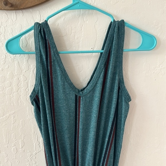Sundry Teal Maroon Sleeveless Tank Ruched Striped Casual Sundress Size 0 - Picture 5 of 10
